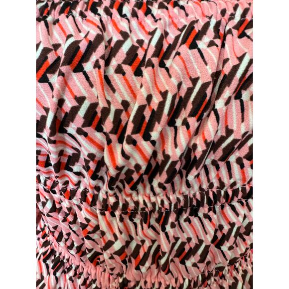 OPEN EDIT NORDSTROM ~ Geo Print Shirring Detail Square Neck Top STRETCHY M - Picture 7 of 10